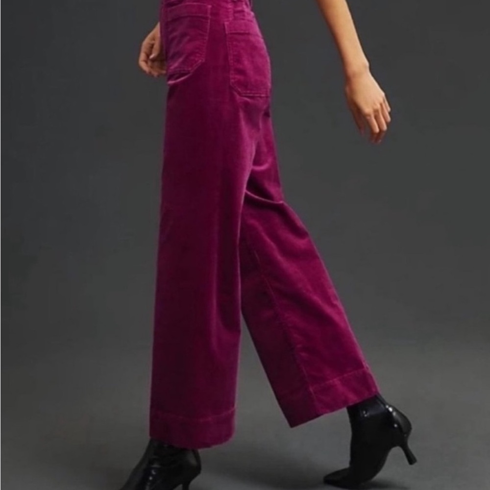 Maeve Velvet Wide-Leg Pants in Deep Purple - Picture 10 of 10